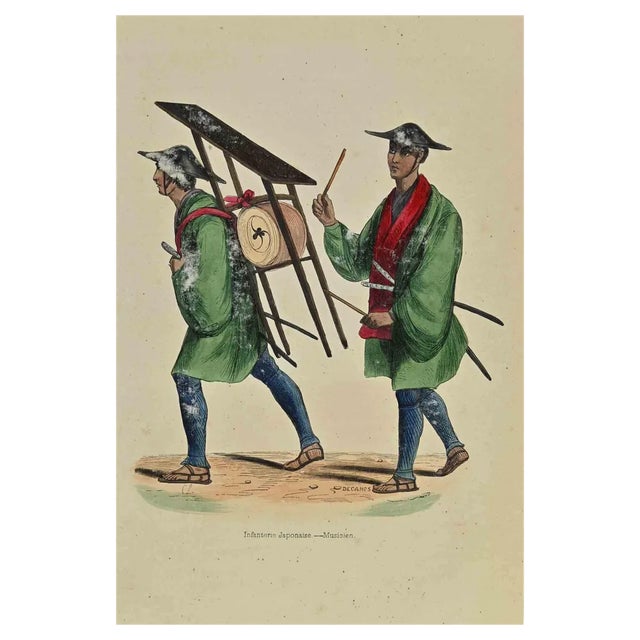 Auguste Wahlen, Japanese Soldier, Lithograph, 1844 For Sale