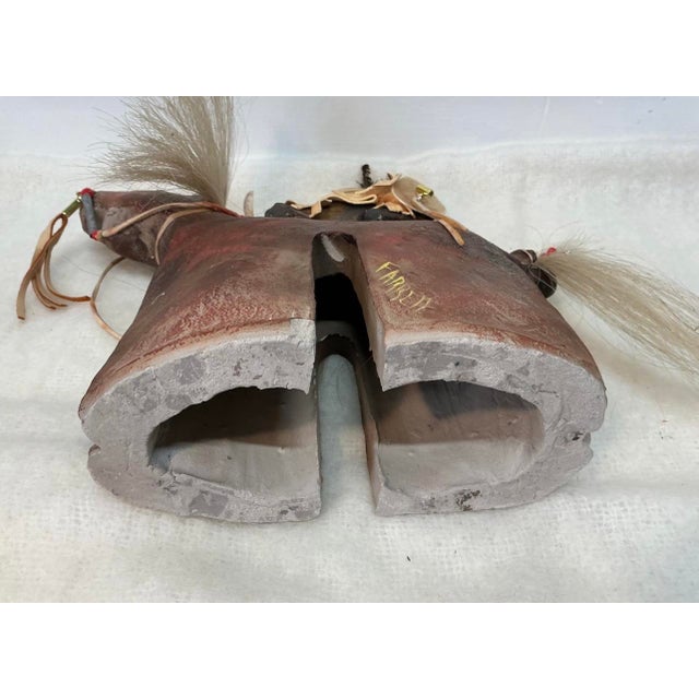 1990s Signed Farrell Cockrum Native American Horse Sculpture | Blackfeet Mixed Media Clay Artwork For Sale - Image 16 of 16