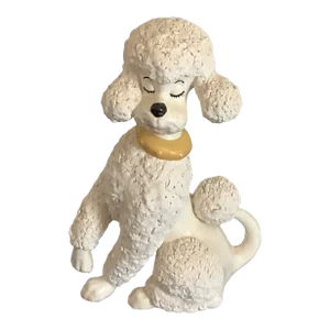 Vintage Large Ceramic French Poodle With Collar Figurine Statue