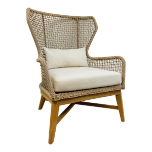 Made Goods Organic Modern Twisted Faux Wicker Outdoor Wingback Kalidas Lounge Chair