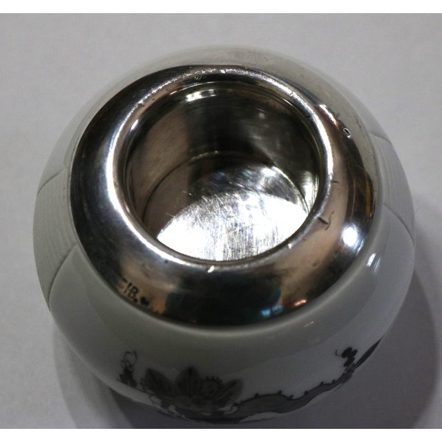 Black 1920's Meissen Dragon Match Striker With Sterling Silver Collar For Sale - Image 8 of 9