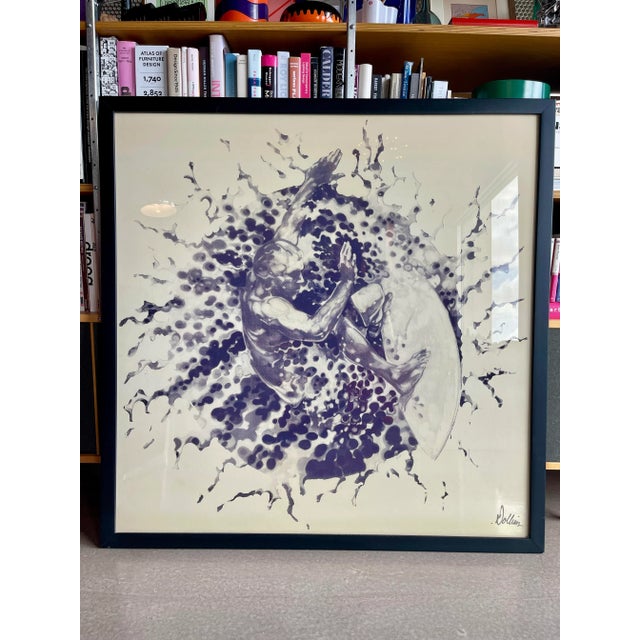 Large Signed Surfer Pixel Layered Dot Design Original Framed Print For Sale - Image 12 of 12