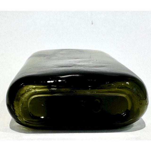 Olive Green Glass Apothecary Bottle With Original Glass Stopper Circa 1930’s For Sale - Image 11 of 12