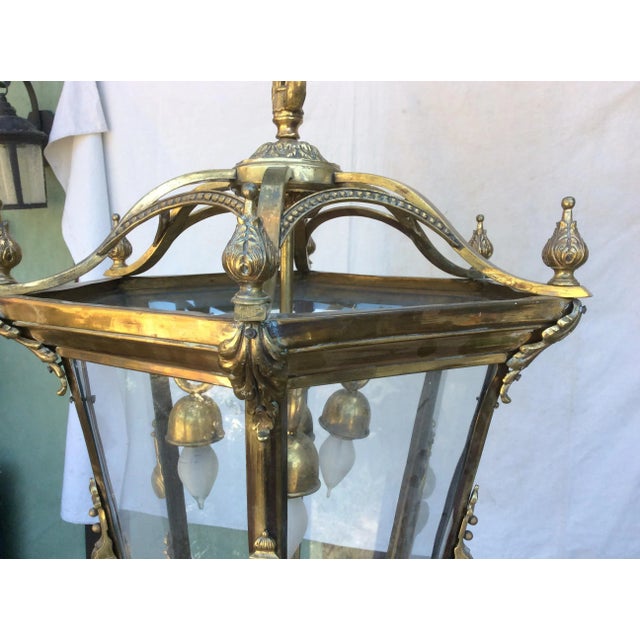 Early 19th Century Antique Brass English Hall Lantern For Sale - Image 5 of 10