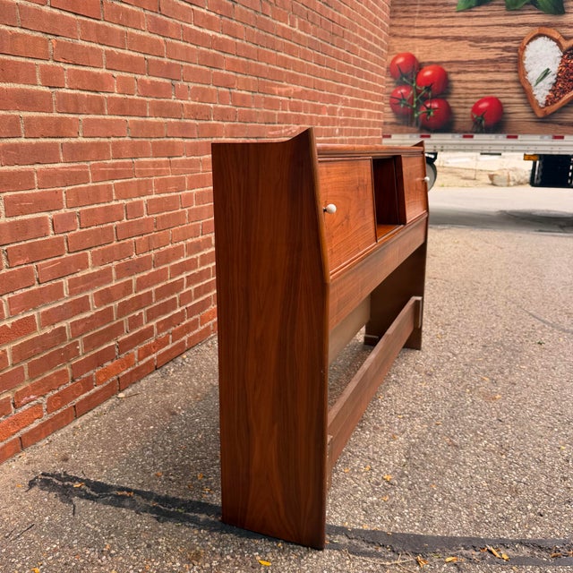 Wood Mid 20th Century Kipp Stewart for Drexel “Declaration” Full Size Walnut Mid Century Headboard For Sale - Image 7 of 12