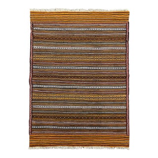 Vintage Handwoven Afghan Meymana Kilim Rug 3'0" X 4'11" For Sale