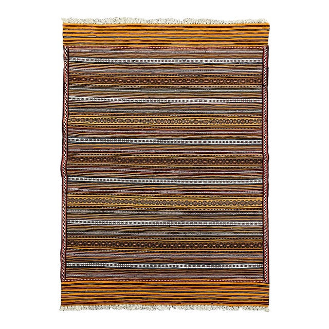 Vintage Handwoven Afghan Meymana Kilim Rug 3'0" X 4'11" For Sale