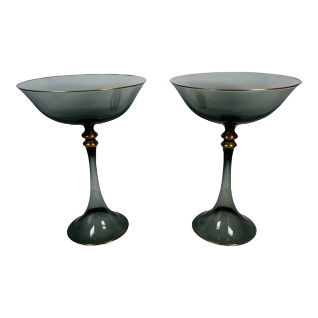 French Crystal Champagne Coupes - Set of 2 For Sale
