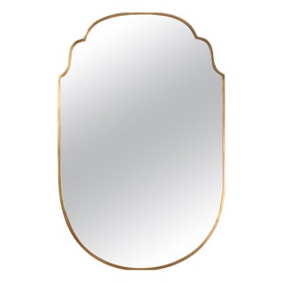 Large Shield-Shaped Brass Mirror attributed to Gio Ponti, Italy, 1950s For Sale