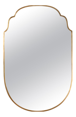 Large Shield-Shaped Brass Mirror attributed to Gio Ponti, Italy, 1950s