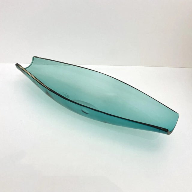 1960s Vintage Blenko Dish, Teal Blue For Sale - Image 5 of 6