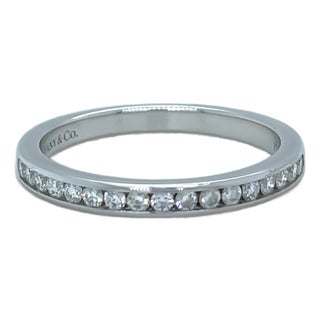 Tiffany & Co. Platinum Diamond Wedding Ring 0.23ct 3.2g, Size 5.25 For Sale
