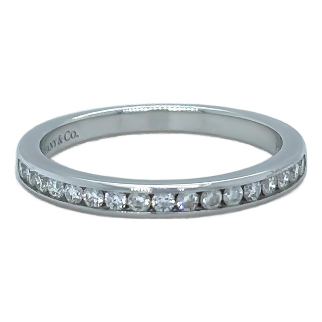 Tiffany & Co. Platinum Diamond Wedding Ring 0.23ct 3.2g, Size 5.25 For Sale