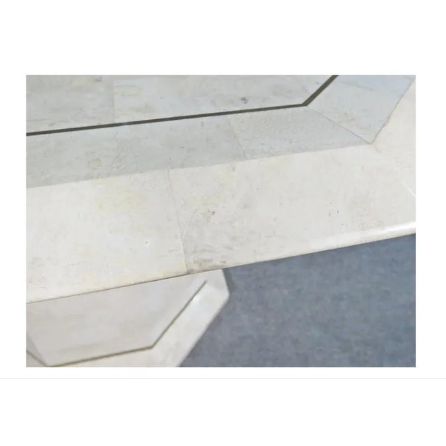 Modern Mid 20th Century Tessellated Stone and Brass Dining Table For Sale - Image 3 of 8