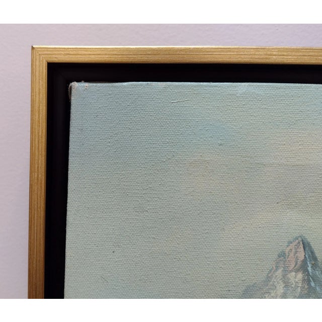 Wood Vintage Impressionist Landscape Snowy Mountains Woods Acrylic on Canvas Framed 12x16 For Sale - Image 7 of 10