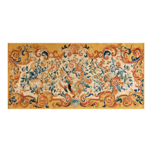 1700s Ivory Yellow Floral Antique French Tapestry Rug 3' X 6' Flatweave Wool Silk Carpet