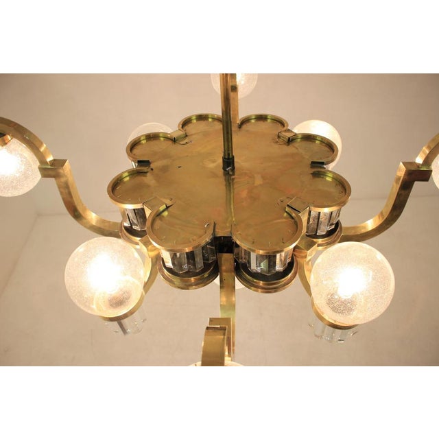 Gold Big Art Deco Chandelier in Brass, 1930s For Sale - Image 8 of 14