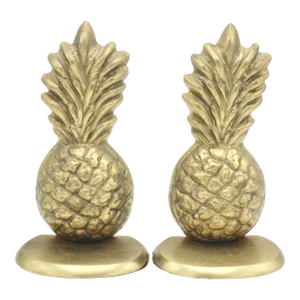 Vintage Boho Chic Brass Pineapple Bookends
