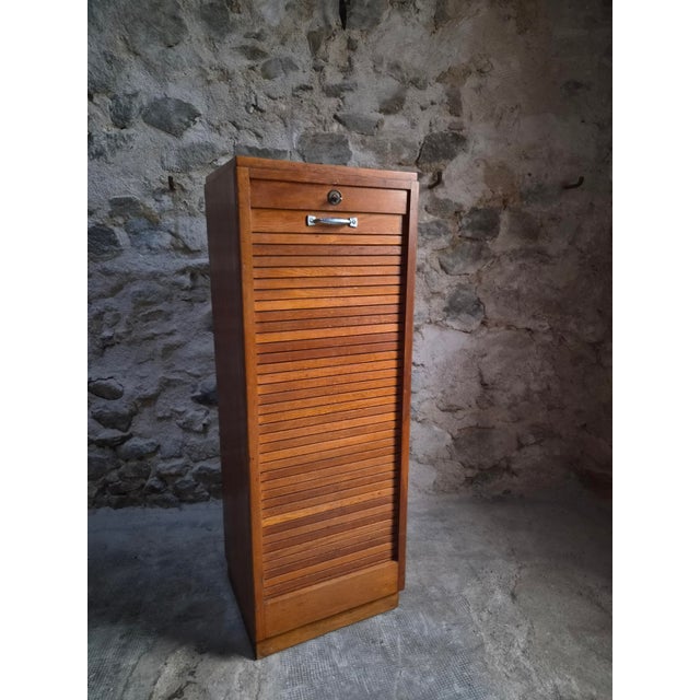 Vintage Oak Roll Top Cabinet, France, 1960s For Sale - Image 9 of 18