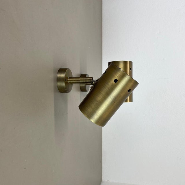 Gold Minimalist Brass Hole Wall Spot Lights, Italy, 1970s, Set of 2 For Sale - Image 8 of 15