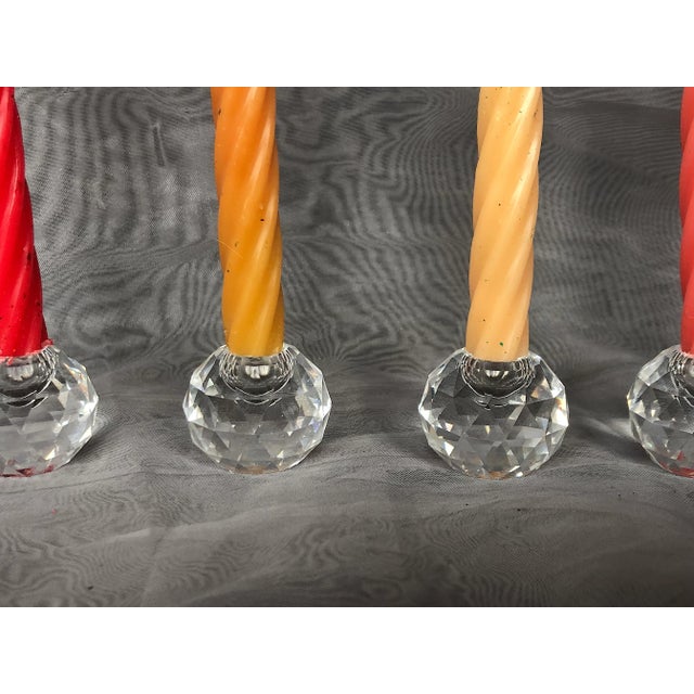 Contemporary Vintage Miniature Cut Glass Crystal Can6dleholder Set Of For Sale - Image 3 of 13