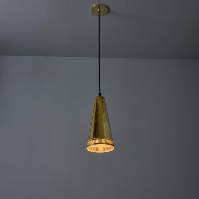 Metal 1950s Mauri Almari 'K2-48' Brass Pendant for Idman For Sale - Image 7 of 12