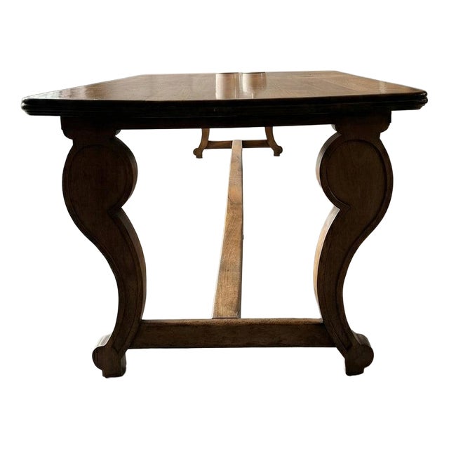 Antique French Monastery Dining Table in Nutwood, 1800s For Sale