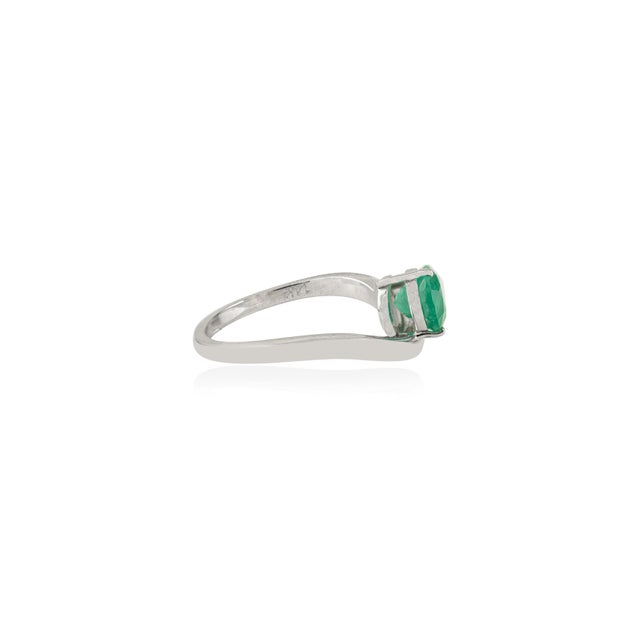 Not Yet Made - Made To Order VRJewels 1.31 Carat Pear-Cut Zambian Emerald Wave Ring Size 5 in 14k White Gold For Sale - Image 5 of 13