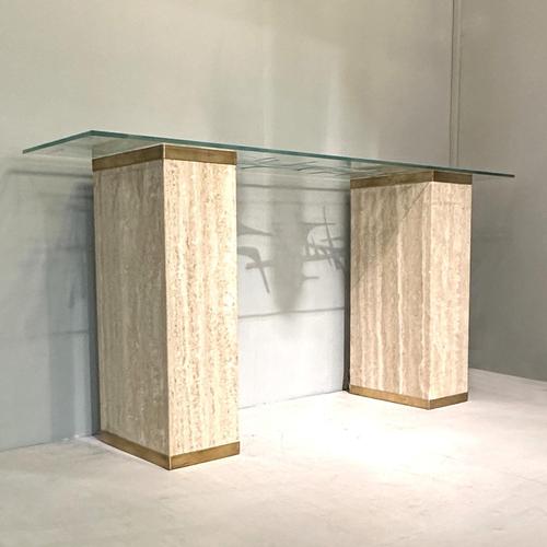 Mid-Century Modern Console Table with Engraved Abstract Expressionist Glass Top, 1960s For Sale - Image 9 of 17