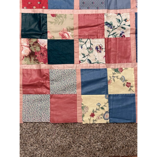 Pink Vintage Multi-Color Pink Queen Quilt Top For Sale - Image 8 of 11