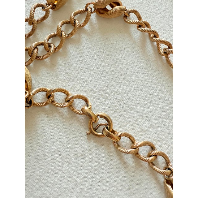 Metal Vintage 1970s Napier Gold Tone Brushed Station Chain Necklace For Sale - Image 7 of 12