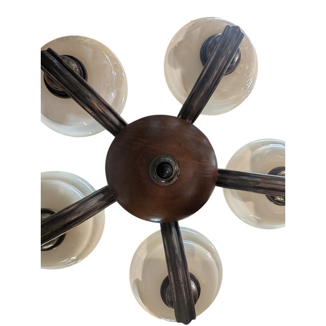 Five Arm Pendant Light by Paaavo Tynell for Oy Taito Ab, 1940s For Sale - Image 13 of 15