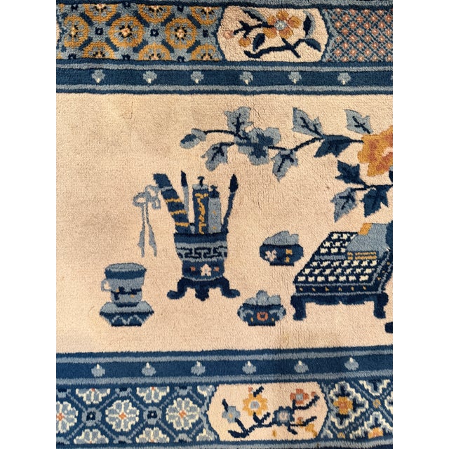 1940s Chinese Art Deco Rug With Scholar’s Objects Motif 2'4" X 4'5" For Sale - Image 4 of 12