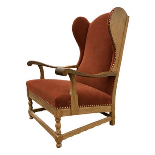Danish Cabinetmaker Oak King Chair, 1940s For Sale