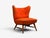 Elias Svendberg, Rare Easy Chair, Wood, Red Fabric, Sweden, 1940s For Sale - Image 4 of 12