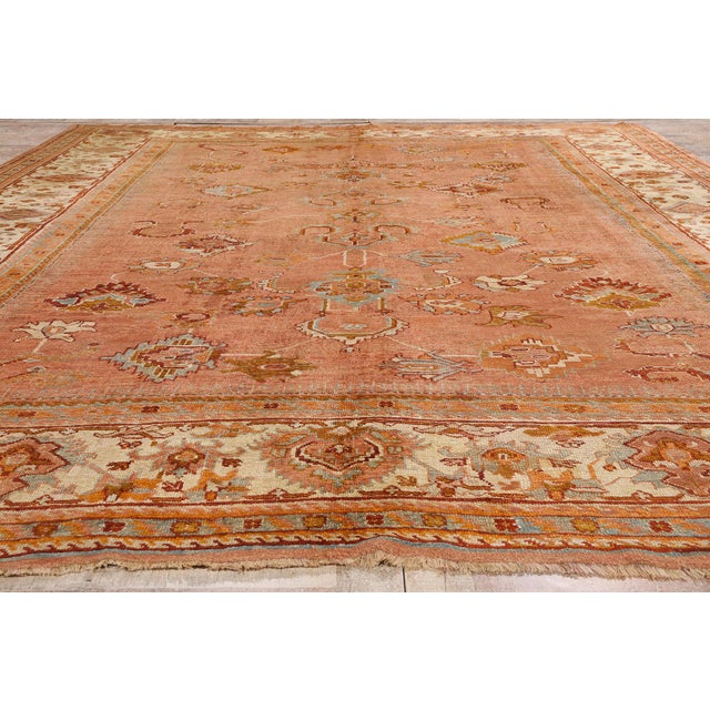 Late 19th Century Turkish Oushak Rug, 11'03 X 14'08 For Sale - Image 9 of 10