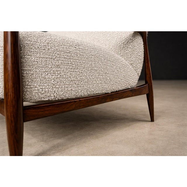 Wood Sofa in Rosewood and Ivory Bouclé by Giuseppe Scapinelli, Brazil, 1950s - Lot 449B For Sale - Image 7 of 15