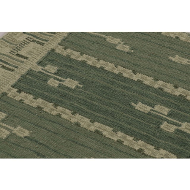 2010s Rug & Kilim’s Scandinavian-Inspired Rug, Swedish Minimalist Geometry in Green For Sale - Image 5 of 8