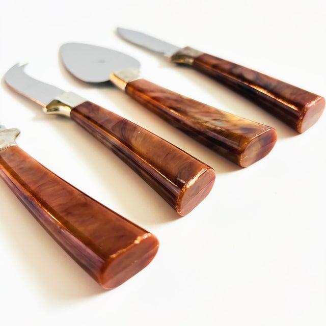 Late 20th Century Vintage Tortoiseshell Handle Cheese Serving Tools by Sheffield, England - 4 Piece Set For Sale - Image 5 of 9