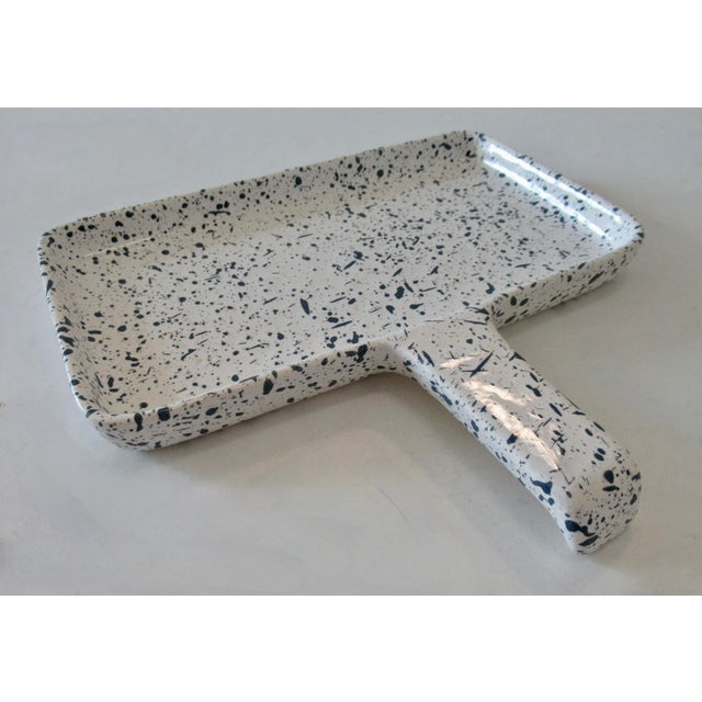 Vintage: C.1950's-60's, Dr. Douglas Ironstone enameled, splatter-motif handled bread, baking pan. Makers markings on the...
