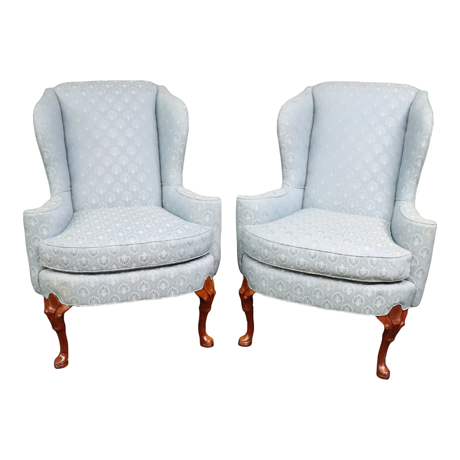 Lane Blue Wingback Chairs/Pair Chairish