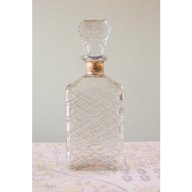 CrossHatch Cut Glass Decanter Chairish