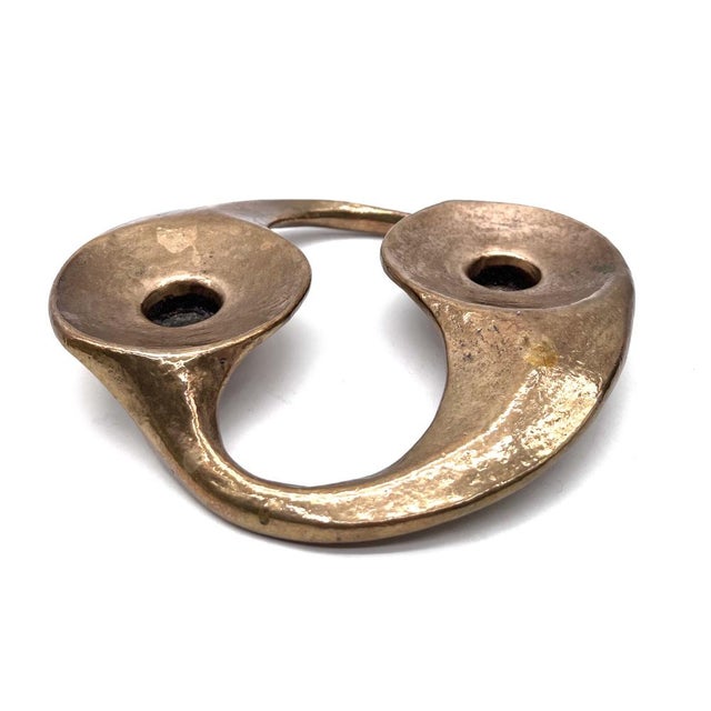 This sculptural double candle holder is a striking example of German metalwork from the 1970s. Designed by the renowned...