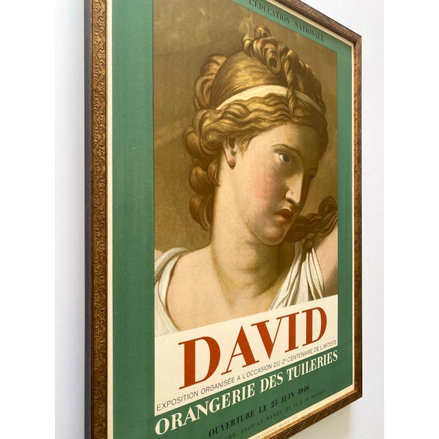 Wood Jacques Louis David Vintage 1948 Neoclassical Mourlot Fine Art Lithograph Print Framed Art Deco Paris Exhibition Poster " Les Sabines " 1799 For Sale - Image 7 of 15