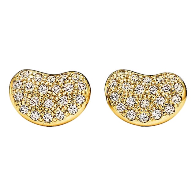 Late 20th Century Pair of 18k Tiffany & Co "Elsa Peretti" Bean Design Earrings For Sale