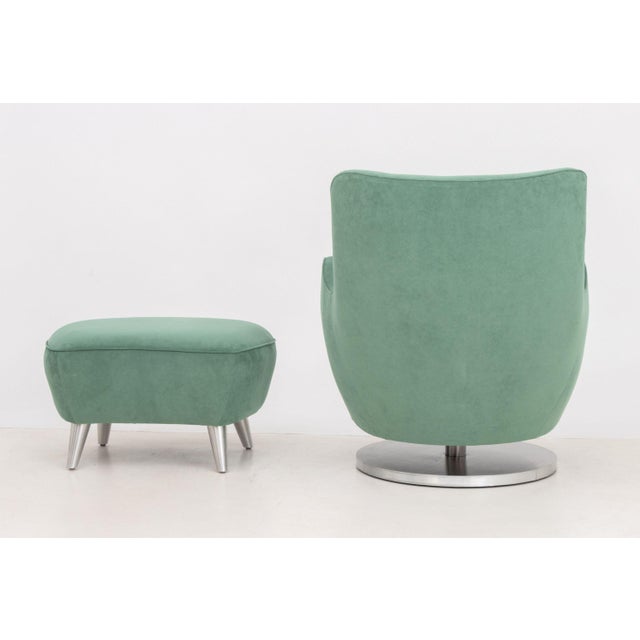 Vladimir Kagan Barrel Swivel Chair and Ottoman For Sale - Image 9 of 10