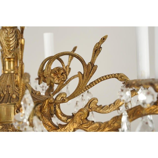 Metal Spanish Rococo Revival Gilt Crystal Chandelier For Sale - Image 7 of 12