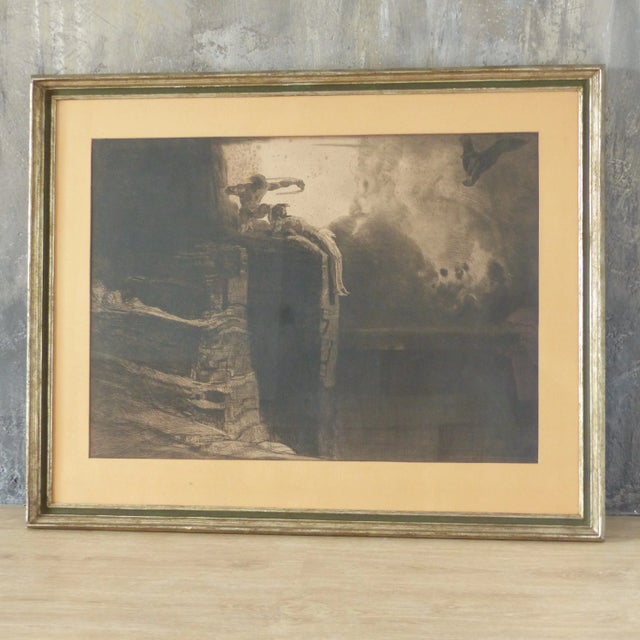 Wood Antique Etching by Rudolf Jettnar for K & K Wien For Sale - Image 7 of 7