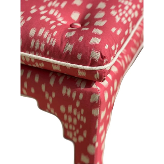 Wood 1980s Pair Pink Bunny Williams Style Benches/Ottomans in Brunschwig & Fils For Sale - Image 7 of 10