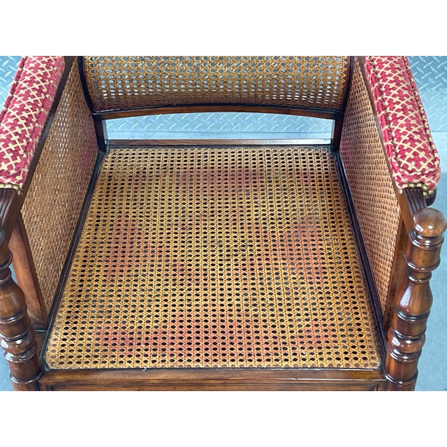 Regency Style Mahogany and Cane Bergere Armchair, Theodore Alexander Althorp Living History For Sale - Image 13 of 13